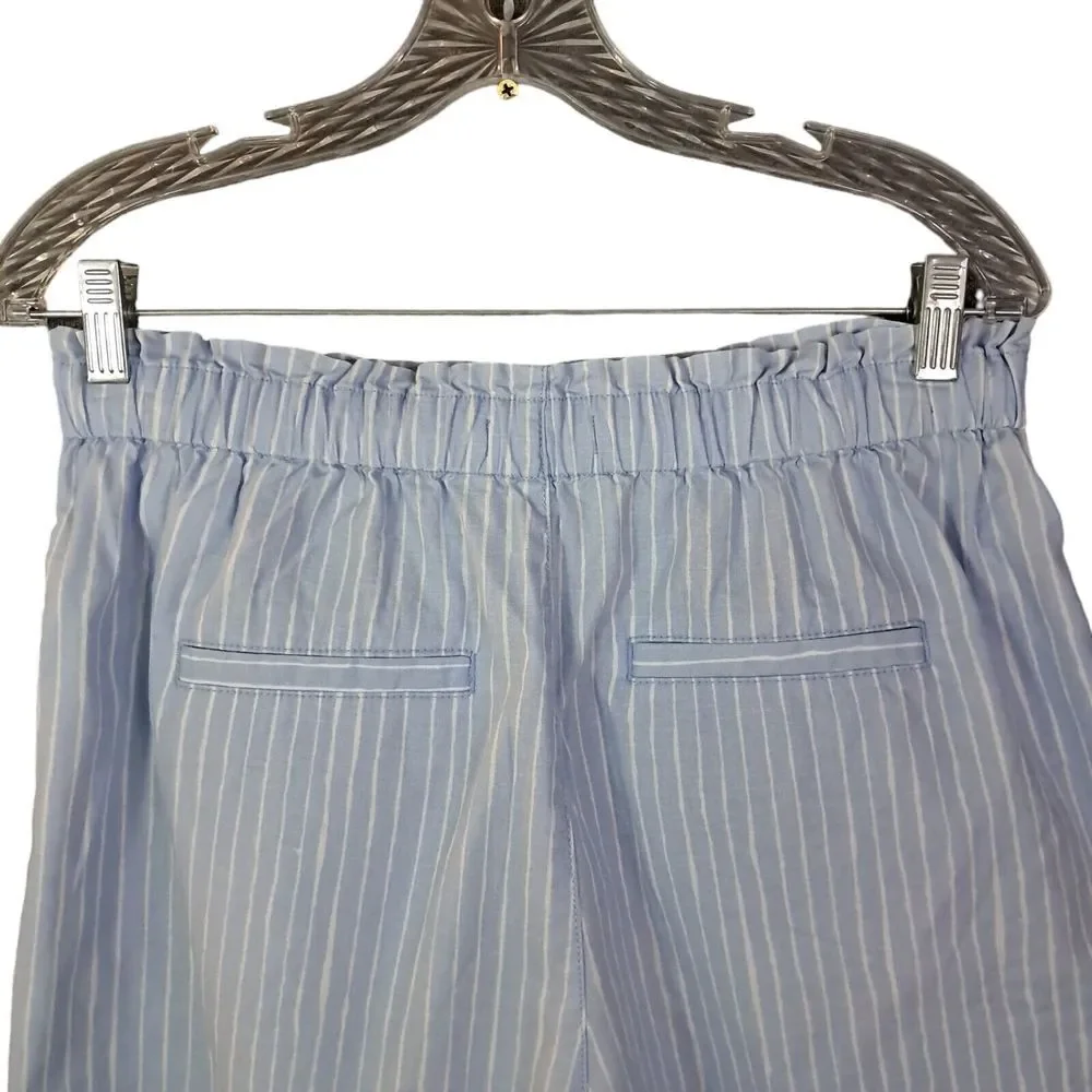Striped Light Blue Women's Pull-On Shorts